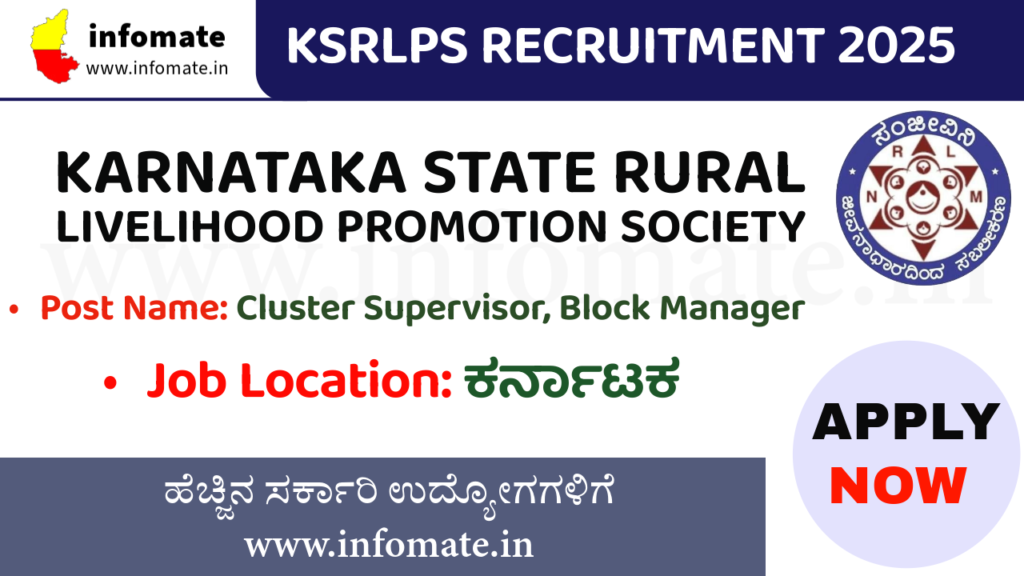 KSRLPS Recruitment 2025 – Apply Online for 12 Cluster Supervisor, Block Manager Posts @ ksrlps.karnataka.gov.in