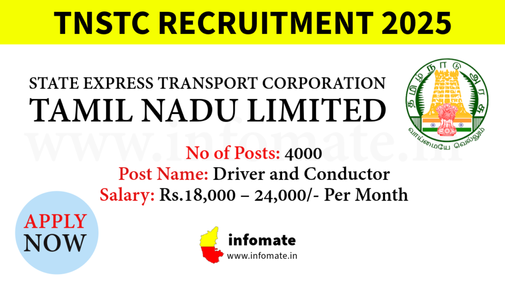 TNSTC Recruitment 2025 – Apply Online for 4000 Driver and Conductor Posts @ tnstc.in