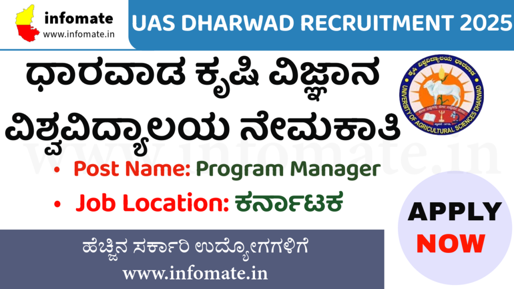 UAS Dharwad Recruitment 2025 – Walk-In Interview for 01 Program Manager Post