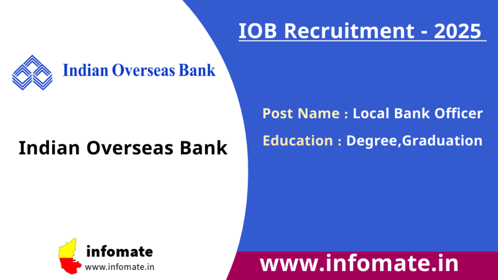 IOB Recruitment 2025: Apply for 400 Local Bank Officer vacancies.