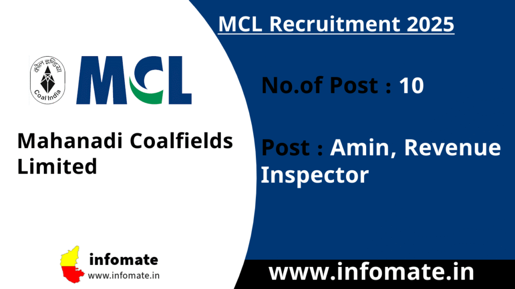 MCL Recruitment 2025 Apply for 10 Amin, Revenue Inspector vacancies