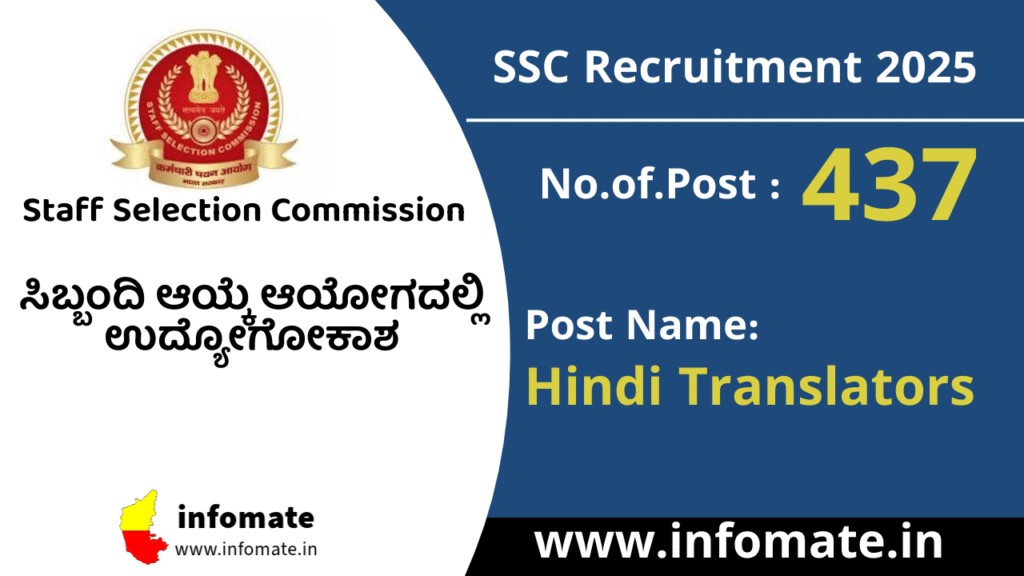 SSC Recruitment 2025 Apply for 437 Hindi Translators vacancies.